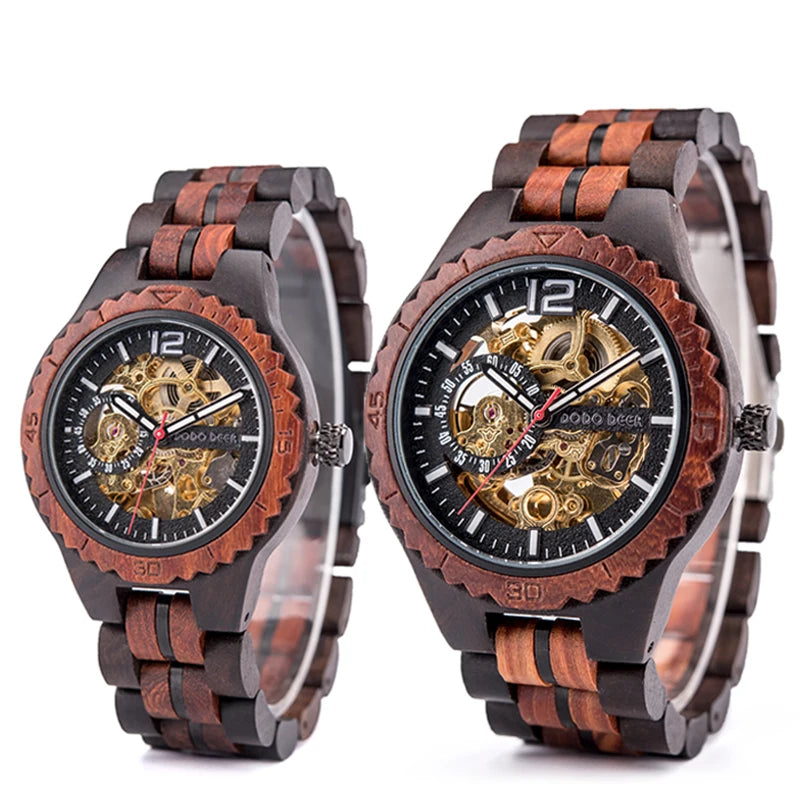 DODO DEER Luxury Brand Mechanical Watch Wood Couple Watches Automatic Custom Logo Pointer 24mm Sapphire Crystal Limited