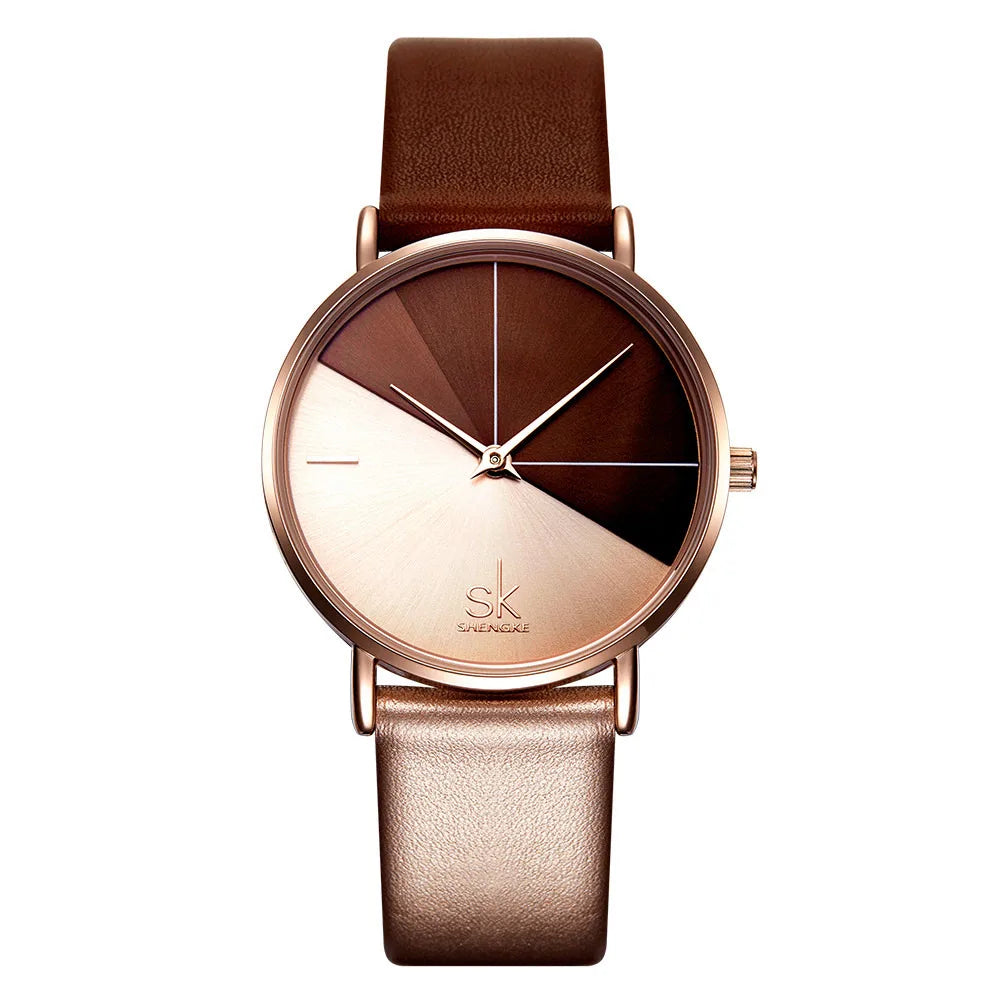 SK K0095 Made in  China Girls Quartz Watch Excel Genuine Leather Strap Water Resist Character in Stock Leisure Watch Set
