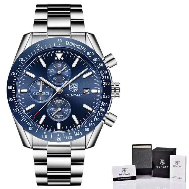 2025 BENYAR By-5140 Brand Men Sport Chronograph Silicone Strap Watches Casual Dress Waterproof Luxury Quartz Watch OEM Watches