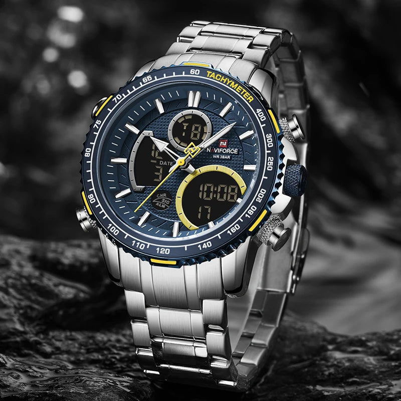 NAVIFORCE Men Watch Top Big Dial Sport Watches Mens Chronograph Quartz Wristwatch Date Male Clock Relogio Masculino