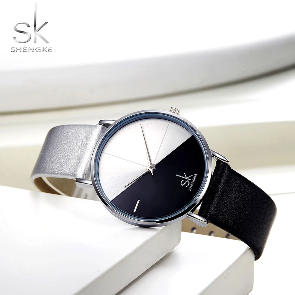 SK K0095 Made in  China Girls Quartz Watch Excel Genuine Leather Strap Water Resist Character in Stock Leisure Watch Set