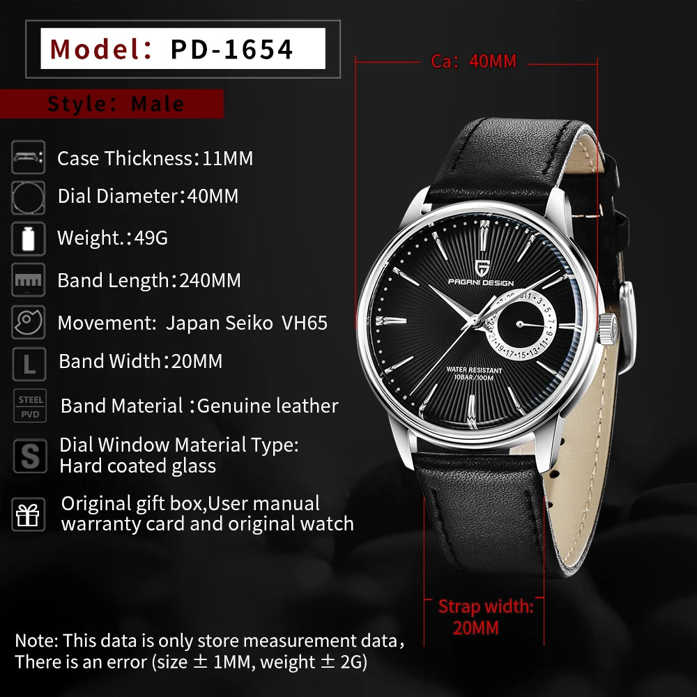 2020 PAGANI DESIGN PD-1654 Men Watches 30M Waterproof Wristwatch Custom Logo Sport Watch Japan Movement Relogio Masculino