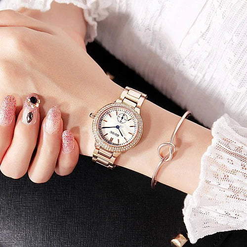 GUOU 8141  Elegant Guangzhou Female Quartz Watch Stylish Stainless Steel Band Waterproof Bling Small Student Watch Design
