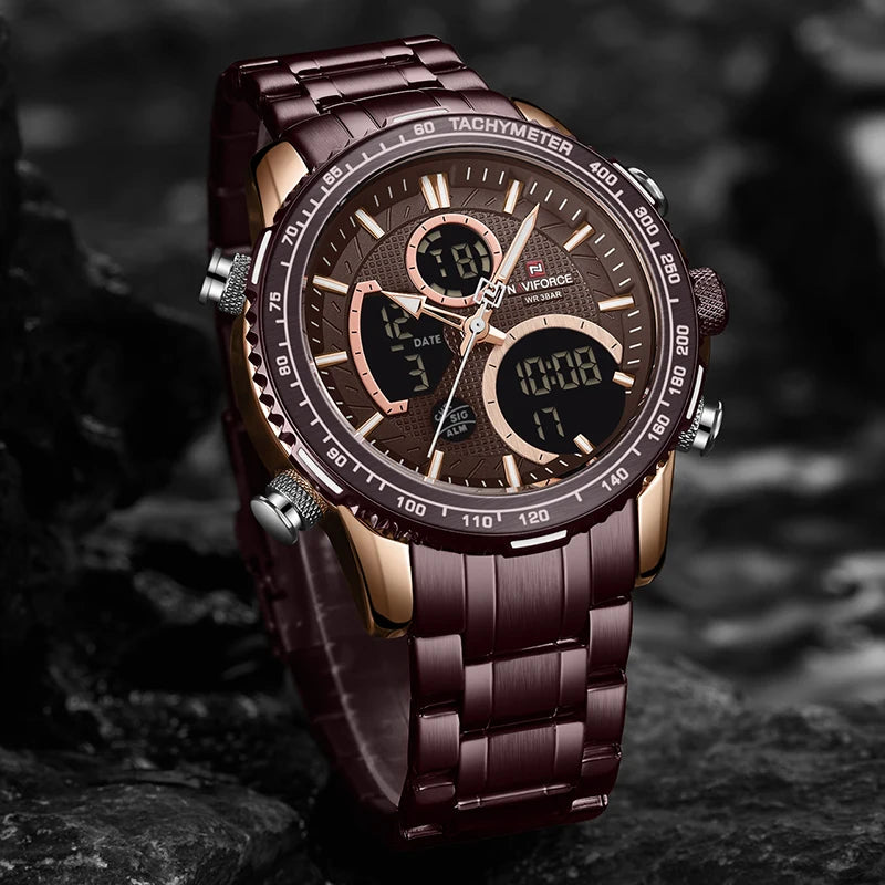 NAVIFORCE Men Watch Top Big Dial Sport Watches Mens Chronograph Quartz Wristwatch Date Male Clock Relogio Masculino