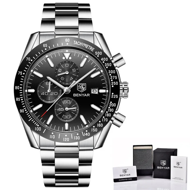 2025 BENYAR By-5140 Brand Men Sport Chronograph Silicone Strap Watches Casual Dress Waterproof Luxury Quartz Watch OEM Watches