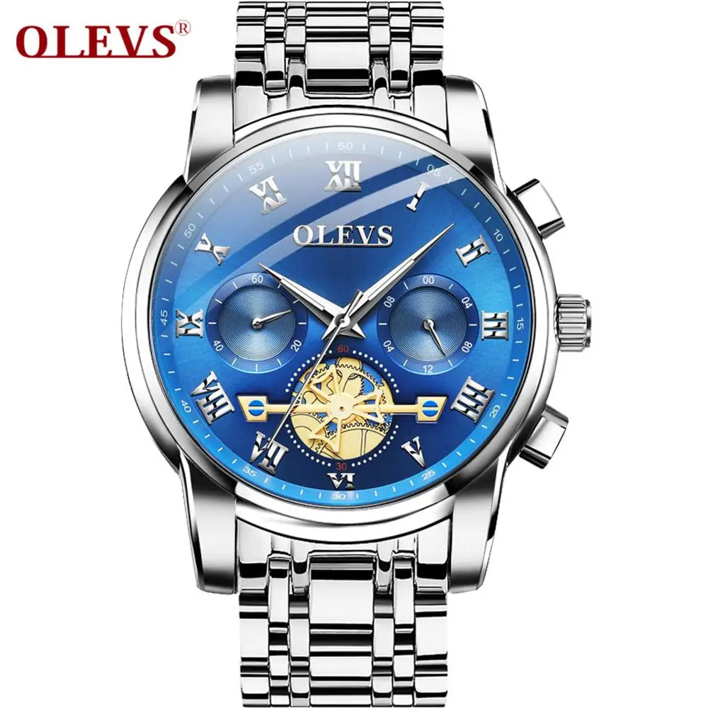 OLEVS 2859 Top 10 Brands Accurate Gents Quartz Watch Excel Stainless Steel Band Water Resist Chrono Luminous Business Wristwatch
