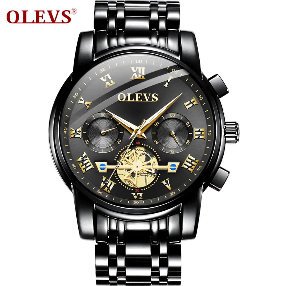OLEVS 2859 Top 10 Brands Accurate Gents Quartz Watch Excel Stainless Steel Band Water Resist Chrono Luminous Business Wristwatch