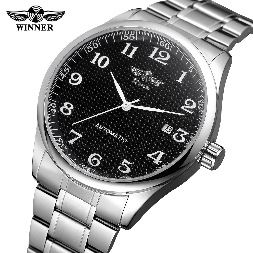 T-WINNER Automatic Watch Movt Men 41.5mm Case OEM Fashion Stainless Steel Bracelet Custom logo Male Date Business Wrist Watches