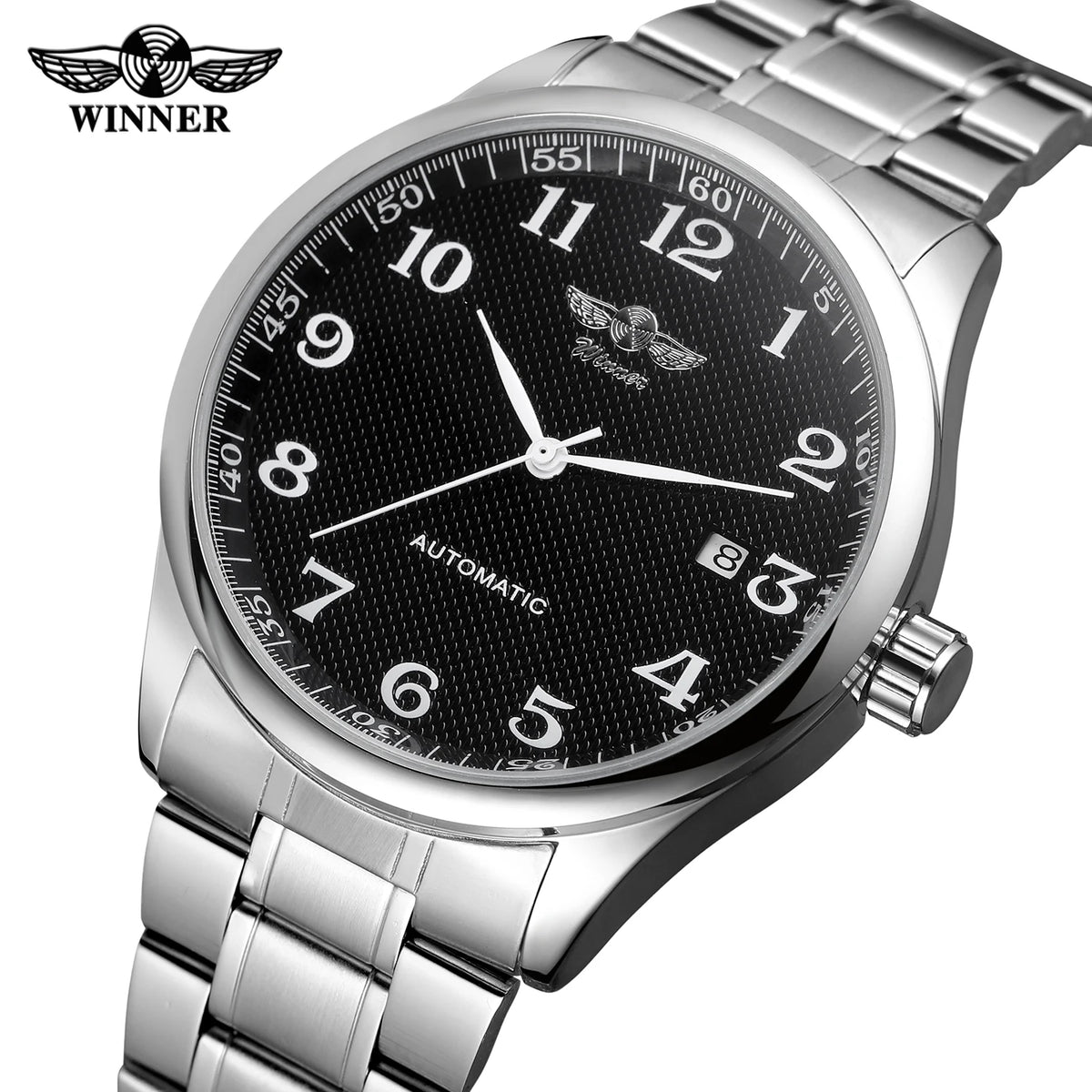 T-WINNER Automatic Watch Movt Men 41.5mm Case OEM Fashion Stainless Steel Bracelet Custom logo Male Date Business Wrist Watches
