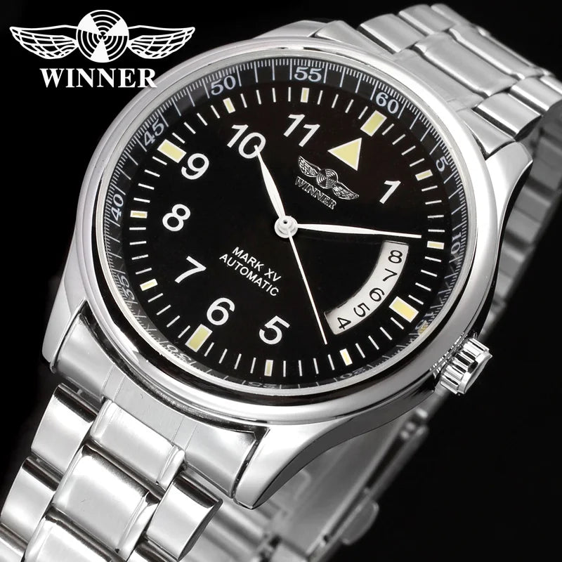 T-WINNER Automatic Watch Movt Men 41.5mm Case OEM Fashion Stainless Steel Bracelet Custom logo Male Date Business Wrist Watches