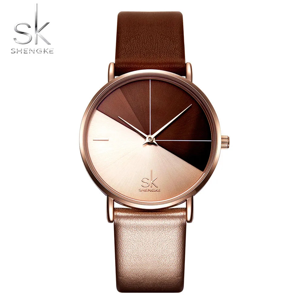 SK K0095 Made in  China Girls Quartz Watch Excel Genuine Leather Strap Water Resist Character in Stock Leisure Watch Set
