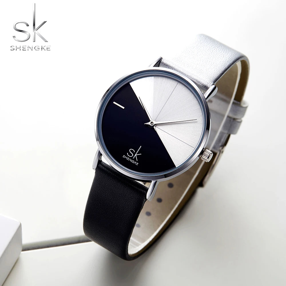 SK K0095 Made in  China Girls Quartz Watch Excel Genuine Leather Strap Water Resist Character in Stock Leisure Watch Set