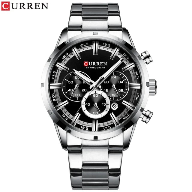 CURREN 8355 Factory Direct New Fashion Watches Reloj Relogio Silver Dials Chronograph Water Resistant Stainless Steel Band Watch