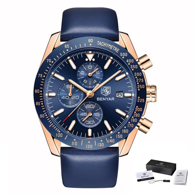 2025 BENYAR By-5140 Brand Men Sport Chronograph Silicone Strap Watches Casual Dress Waterproof Luxury Quartz Watch OEM Watches
