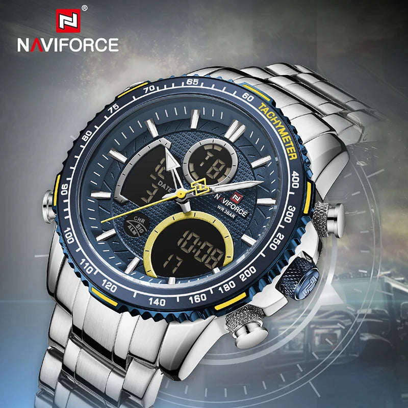 NAVIFORCE Men Watch Top Big Dial Sport Watches Mens Chronograph Quartz Wristwatch Date Male Clock Relogio Masculino