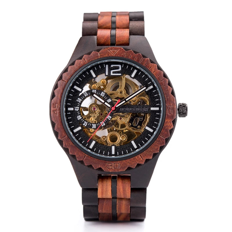 DODO DEER Luxury Brand Mechanical Watch Wood Couple Watches Automatic Custom Logo Pointer 24mm Sapphire Crystal Limited