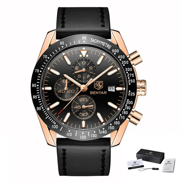 2025 BENYAR By-5140 Brand Men Sport Chronograph Silicone Strap Watches Casual Dress Waterproof Luxury Quartz Watch OEM Watches