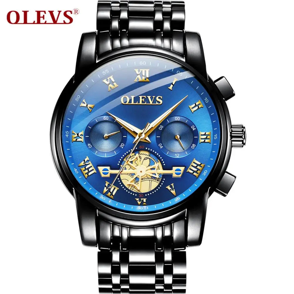 OLEVS 2859 Top 10 Brands Accurate Gents Quartz Watch Excel Stainless Steel Band Water Resist Chrono Luminous Business Wristwatch