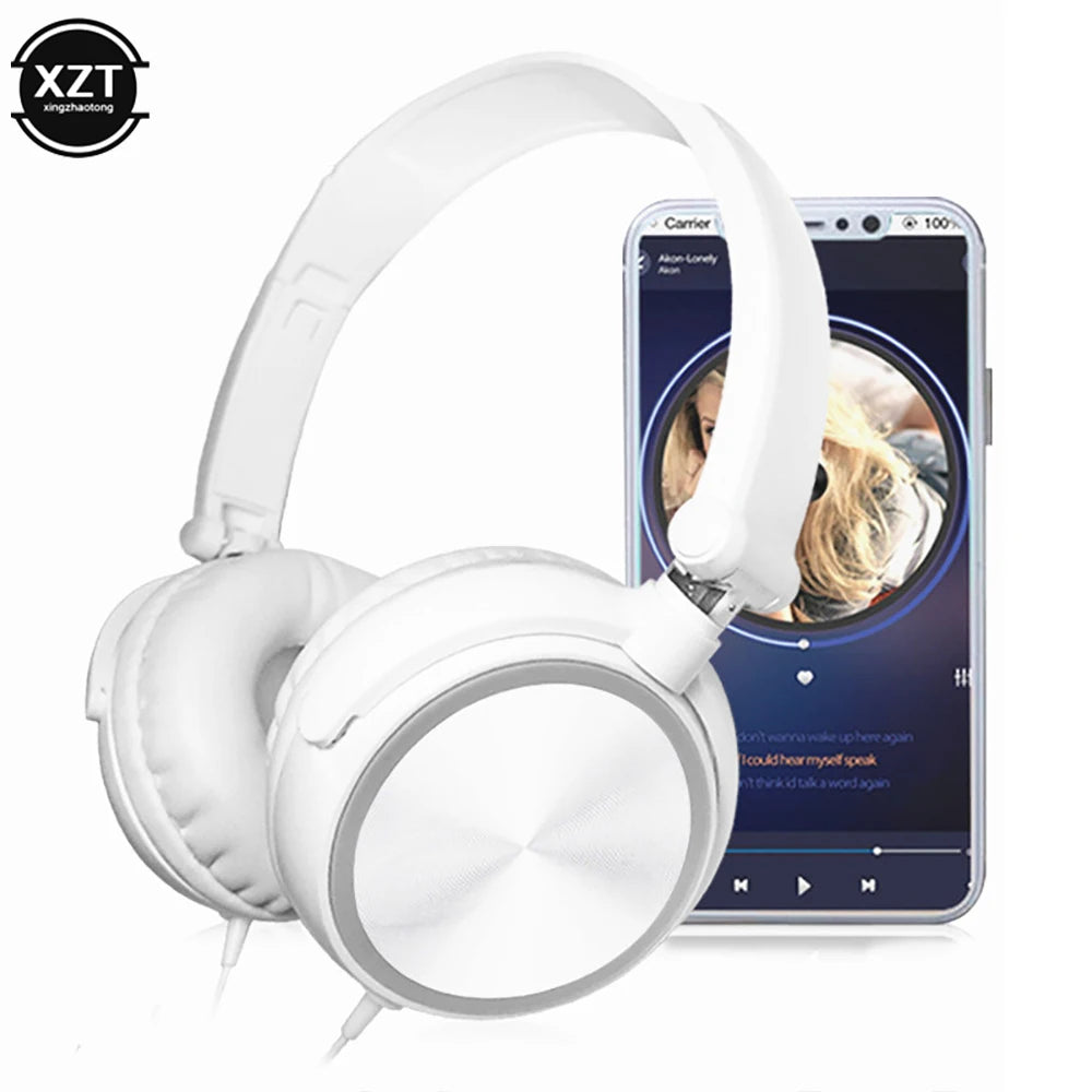 Wired Headphones Over Ear Headsets HD Sound Bass HiFi Sound Music Stereo Earphone Flexible Adjustable Headset for PC Phone