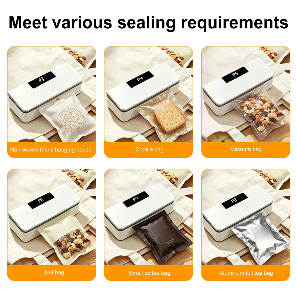 2 In 1 Fridge Magnet Sealer 8-Level Adjustable Portable Bag Sealer 1800mAh USB-C Rechargeable Bag Sealers for Fridge & Kitchen