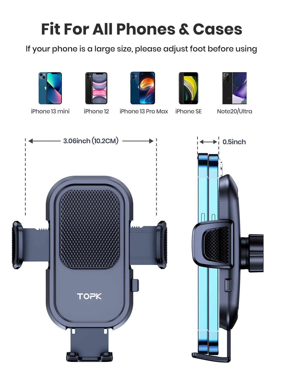 TOPK Car Phone Holder Mount for IPhone[Powerful Suction] Phone Mount for Car Dashboard Car Accessories Automobile for Smartphone