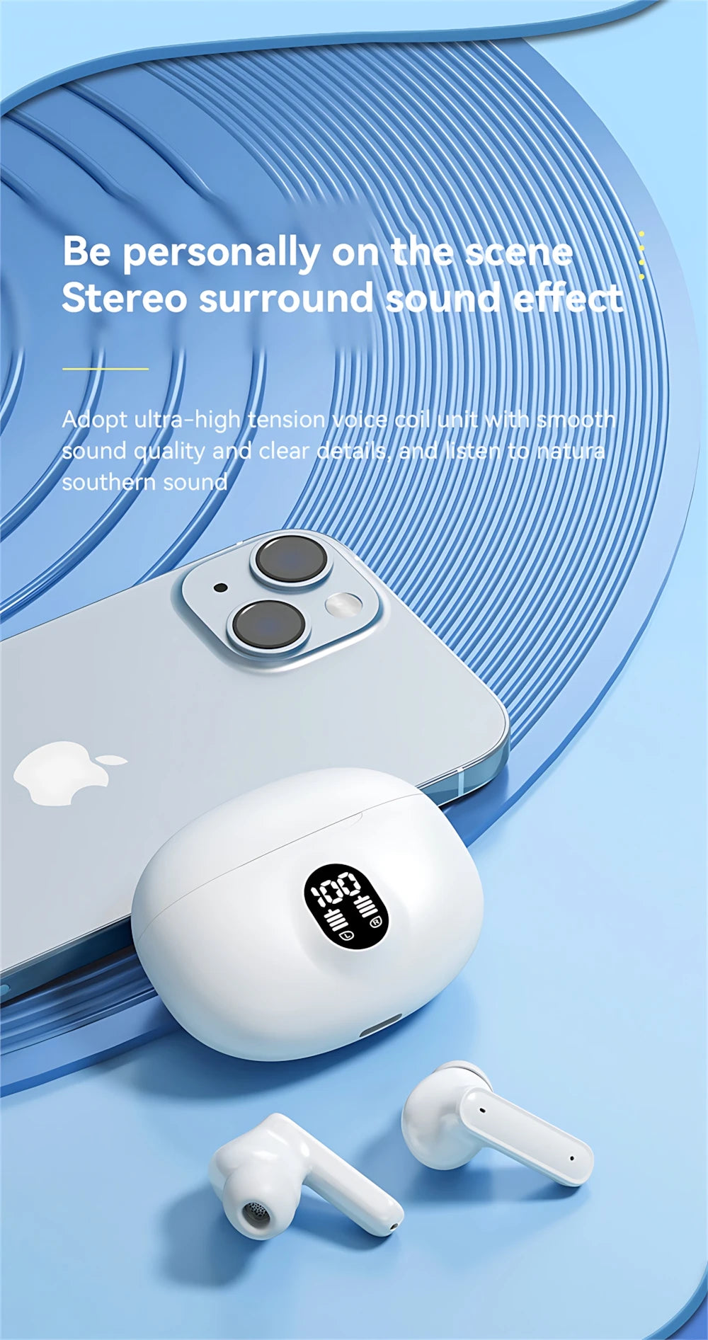 Wireless Bluetooth Headphones Built-in HD Mic Noise Isolation Large Battery for Extended Playtime Ideal for Calls Daily Music