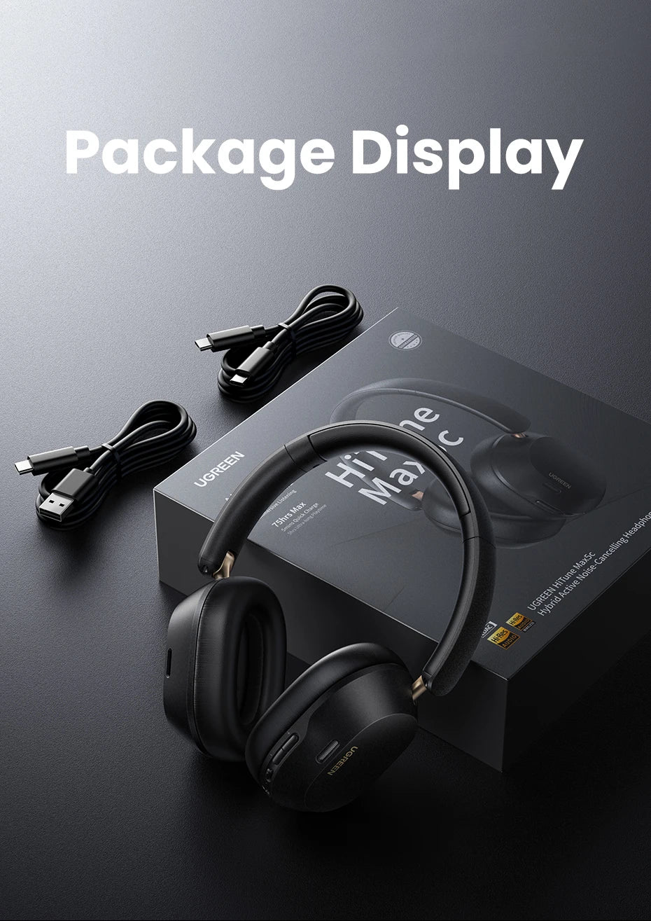 Choice Wireless Bluetooth Headphones 43dB Hybrid Active Noise Cancellation Hi-Res LDAC 75H Spatial Audio Headset Earphones
