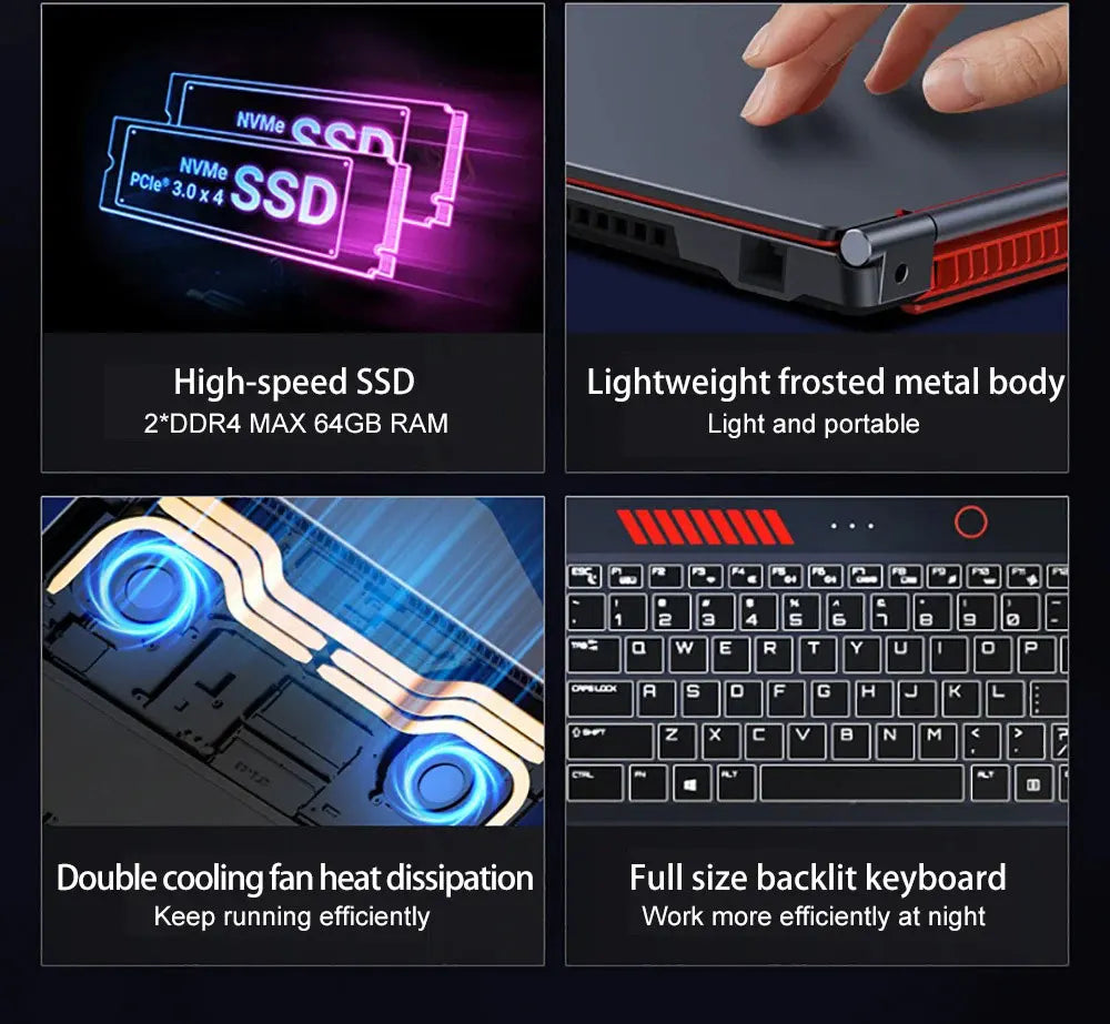 16.1 Inch S6 Gaming Laptop Intel Core i9-13900H RTX4050 6G i7-8750H GTX1650 4G Windows11 RAM Max 64GB DDR4 2TB SSD Fingerprint