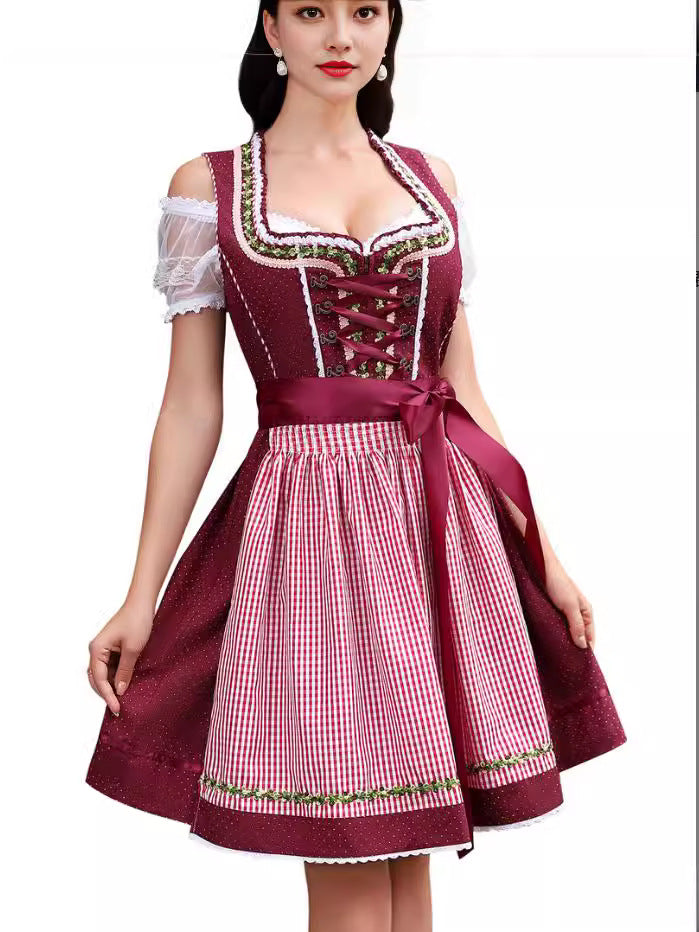 Halloween maid dress wine red