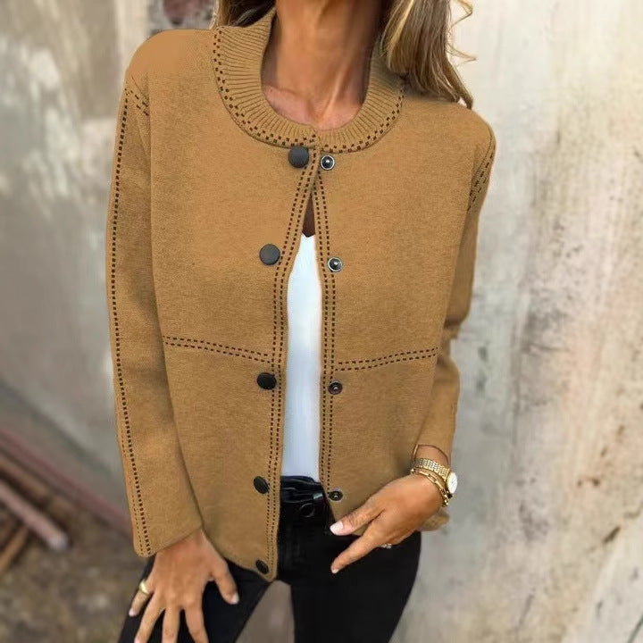 Striped button cardigan detail