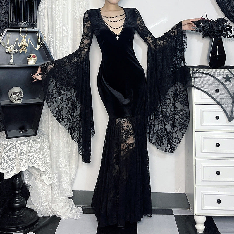 Gothic lace maxi dress style image