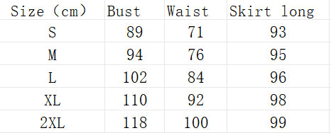 Halloween maid dress size guide